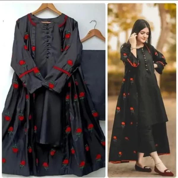 Stitched shamose silk 3pc